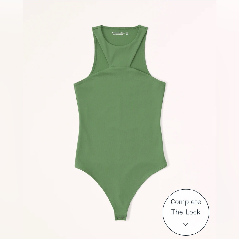 NWT Abercrombie & Fitch Seamless Fabric High-Neck Bodysuit XS sage green